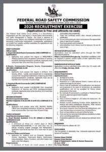 Nigeria job update: FRSC Recruitment 2026/2027 Form