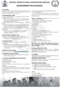 Complete guide to the 2026 Nigeria Agricultural Quarantine Service (NAQS) recruitment. 