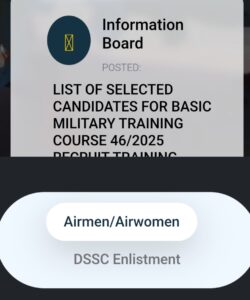 NAF list of shortlisted candidates for basic military training 2026