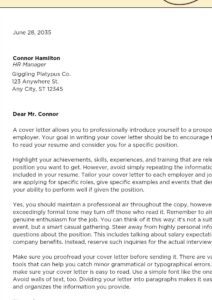 Cover letter sample