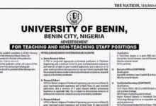 UNIBEN massive recruitment 2026