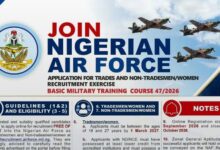 Nigerian Air Force (NAF) BMTC 47/2026 Recruitment Exercise