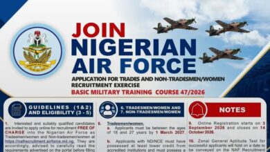 Nigerian Air Force (NAF) BMTC 47/2026 Recruitment Exercise